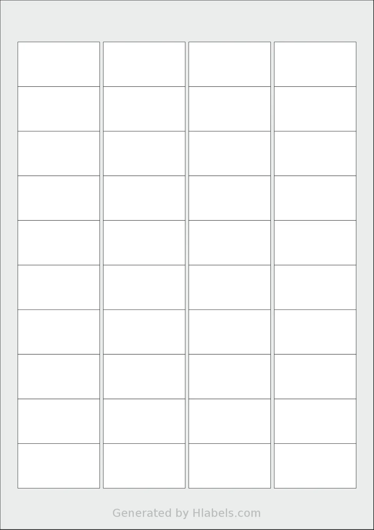 Avery® 4625 template with 40 rectangular 46 x 25 millimeter labels per sheet, on A4-size adhesive blank label sheets.
