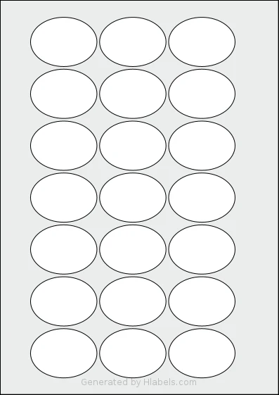 Avery® 5037 template with 21 oval 50 x 37 millimeter labels per sheet, on A4-size adhesive blank label sheets.