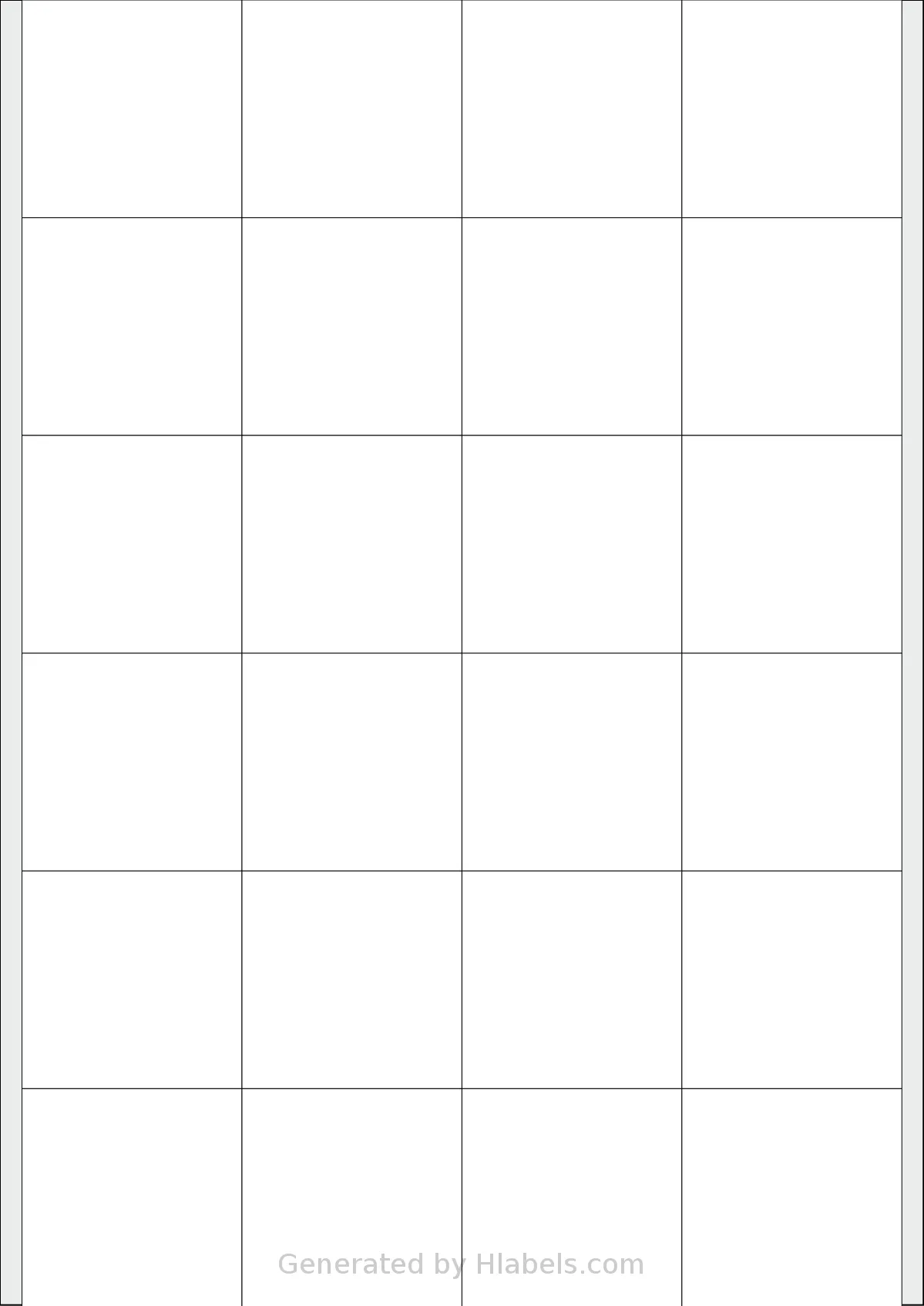 Avery® 5050 template with 24 rectangular 50 x 49.5 millimeter labels per sheet, on A4-size adhesive blank label sheets.