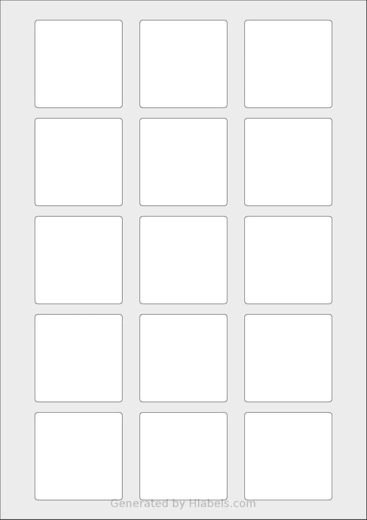 Avery® 50x50-S template with 15 square 50 x 50 millimeter labels per sheet, on A4-size adhesive blank label sheets.