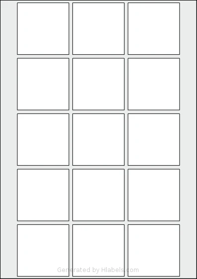 Avery® 5555 template with 15 square 55 x 55 millimeter labels per sheet, on A4-size adhesive blank label sheets.