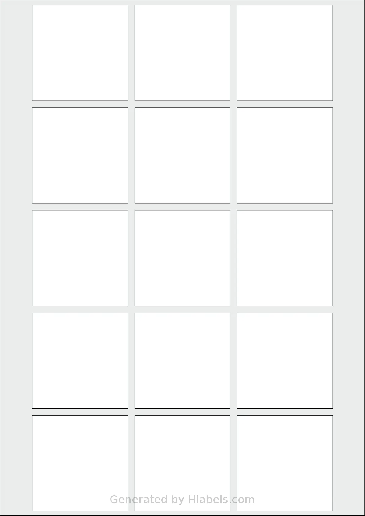 Avery® 5555 template with 15 square 55 x 55 millimeter labels per sheet, on A4-size adhesive blank label sheets.