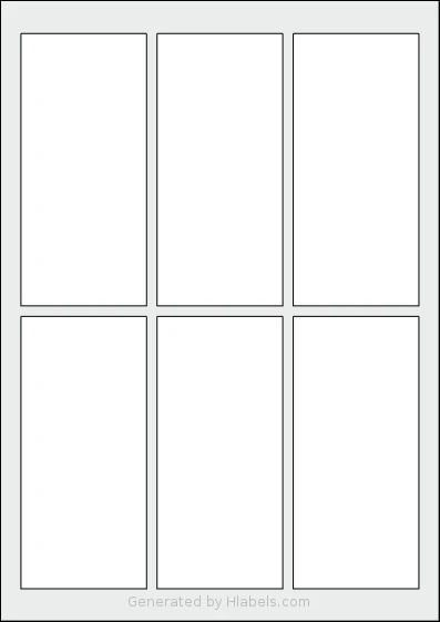 Avery® 60130 Template Avery® 60130 template with 6 rectangular 60 x 130 millimeter labels per sheet, on A4-size adhesive blank label sheets.