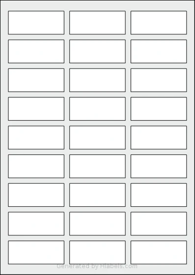 Avery® 6025 Template Avery® 6025 template with 27 rectangular 60 x 25 millimeter labels per sheet, on A4-size adhesive blank label sheets.