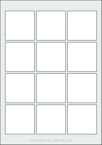 Avery® 6060 template with 12 square 60 x 60 millimeter labels per sheet, on A4-size adhesive blank label sheets.