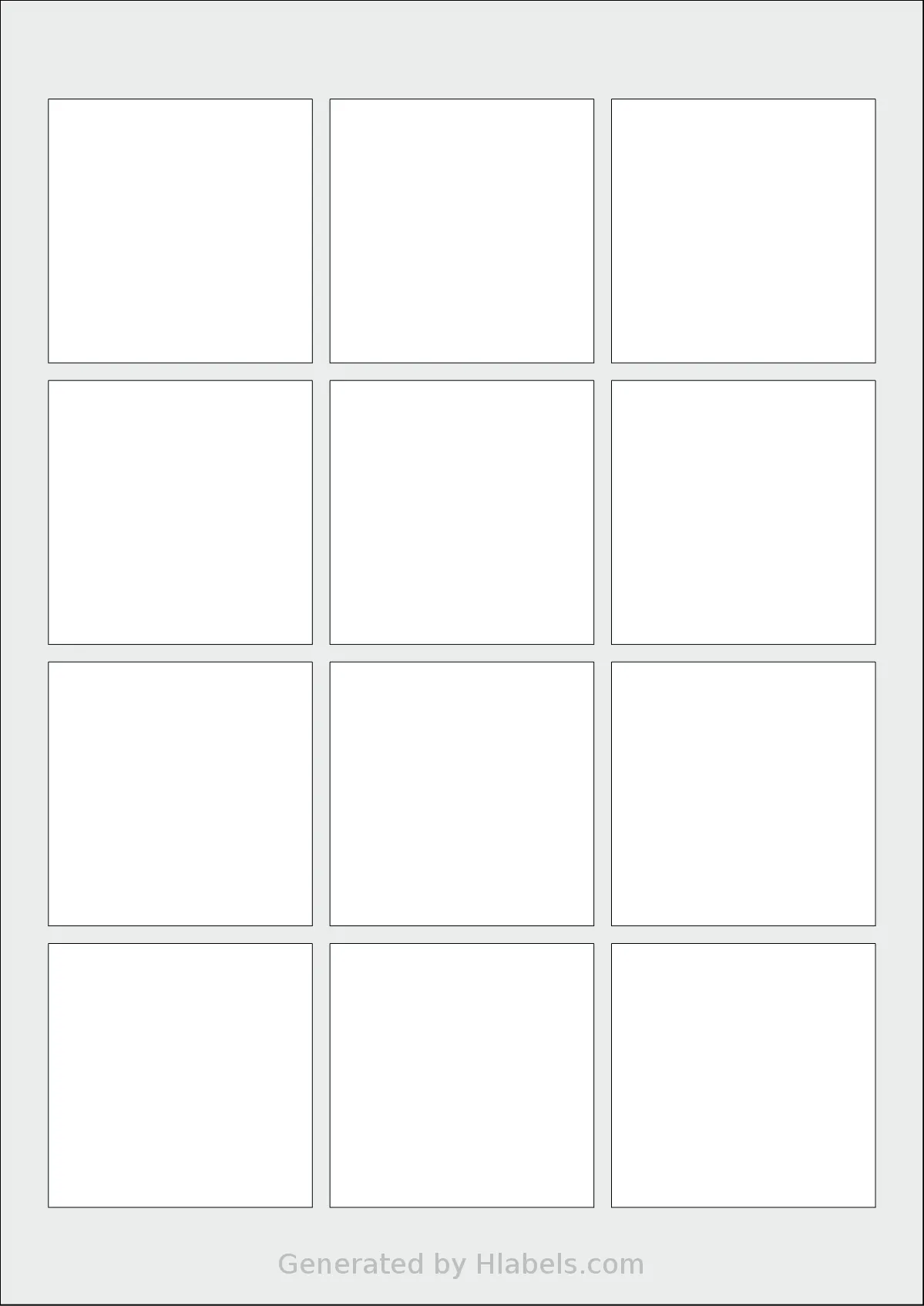Avery® 6060 template with 12 square 60 x 60 millimeter labels per sheet, on A4-size adhesive blank label sheets.