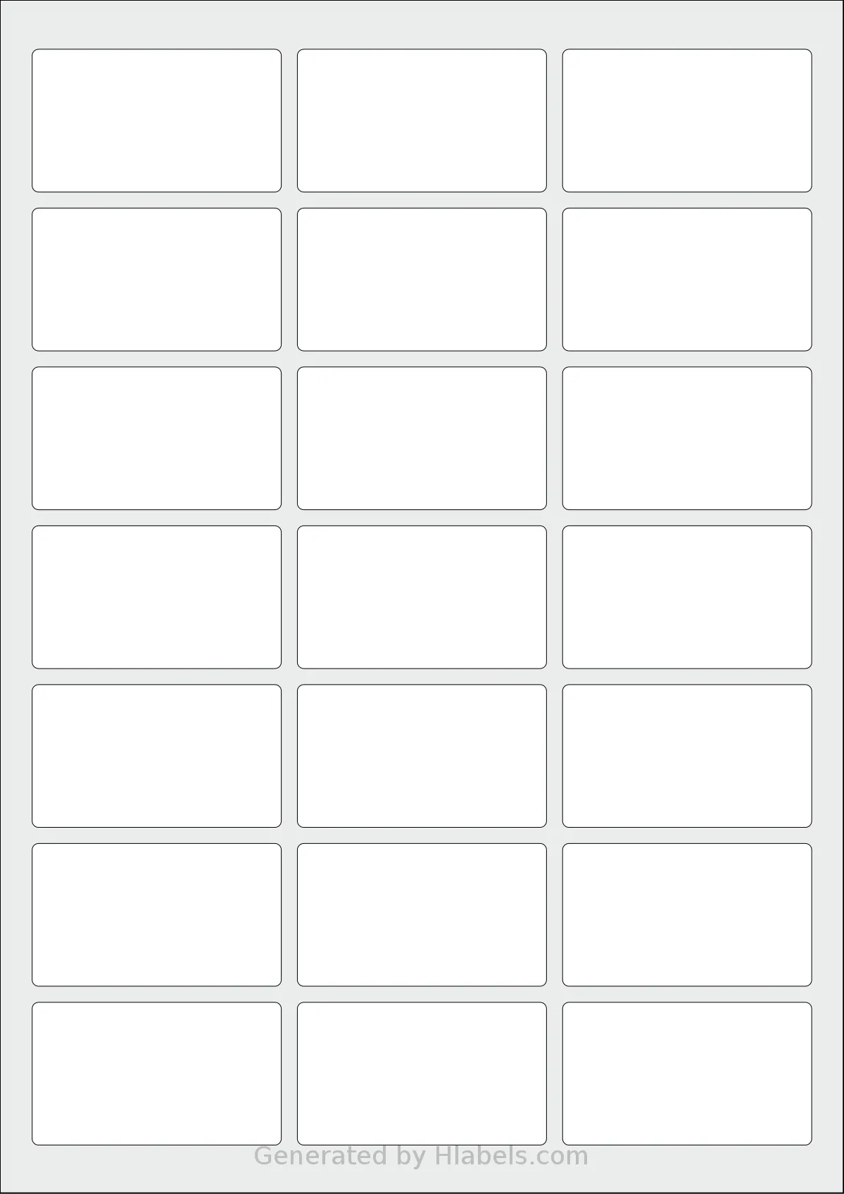 Avery® 62x35-R template with 21 rectangular 62 x 35.5 millimeter labels per sheet, on A4-size adhesive blank label sheets.