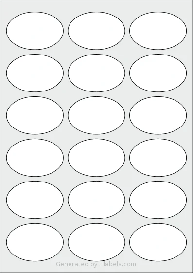 Avery® 62x41-O template with 18 oval 62 x 41 millimeter labels per sheet, on A4-size adhesive blank label sheets.
