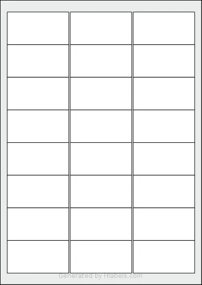 Avery® 6434 template with 24 rectangular 64 x 34 millimeter labels per sheet, on A4-size adhesive blank label sheets.