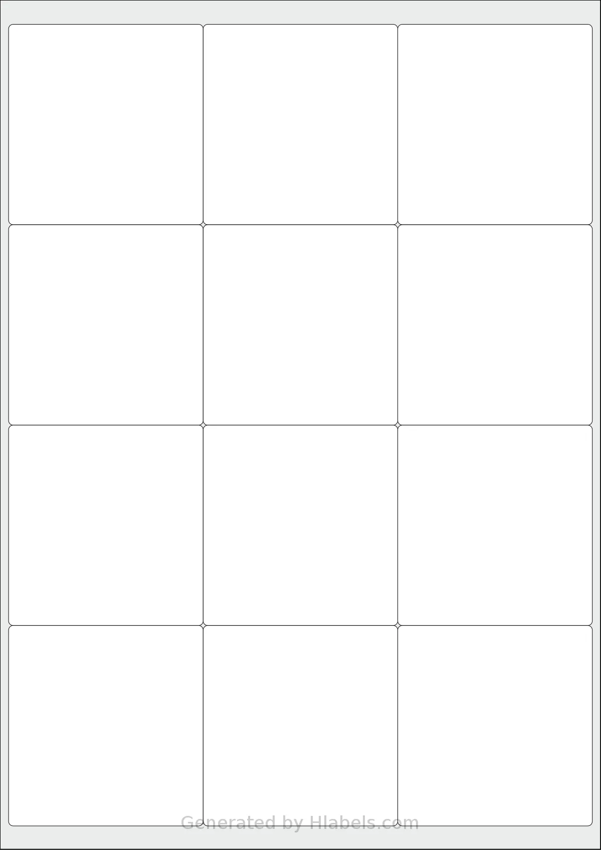 Avery® 70x68-R template with 12 rectangular 68 x 70 millimeter labels per sheet, on A4-size adhesive blank label sheets.