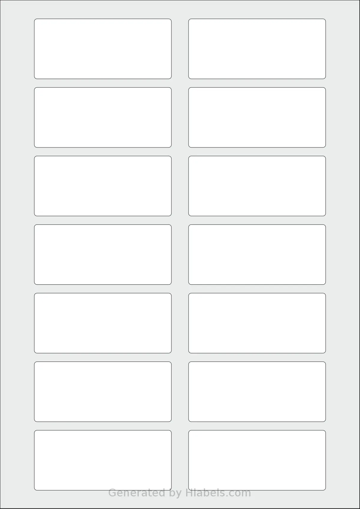Avery® 80x35-R template with 14 rectangular 80 x 35 millimeter labels per sheet, on A4-size adhesive blank label sheets.