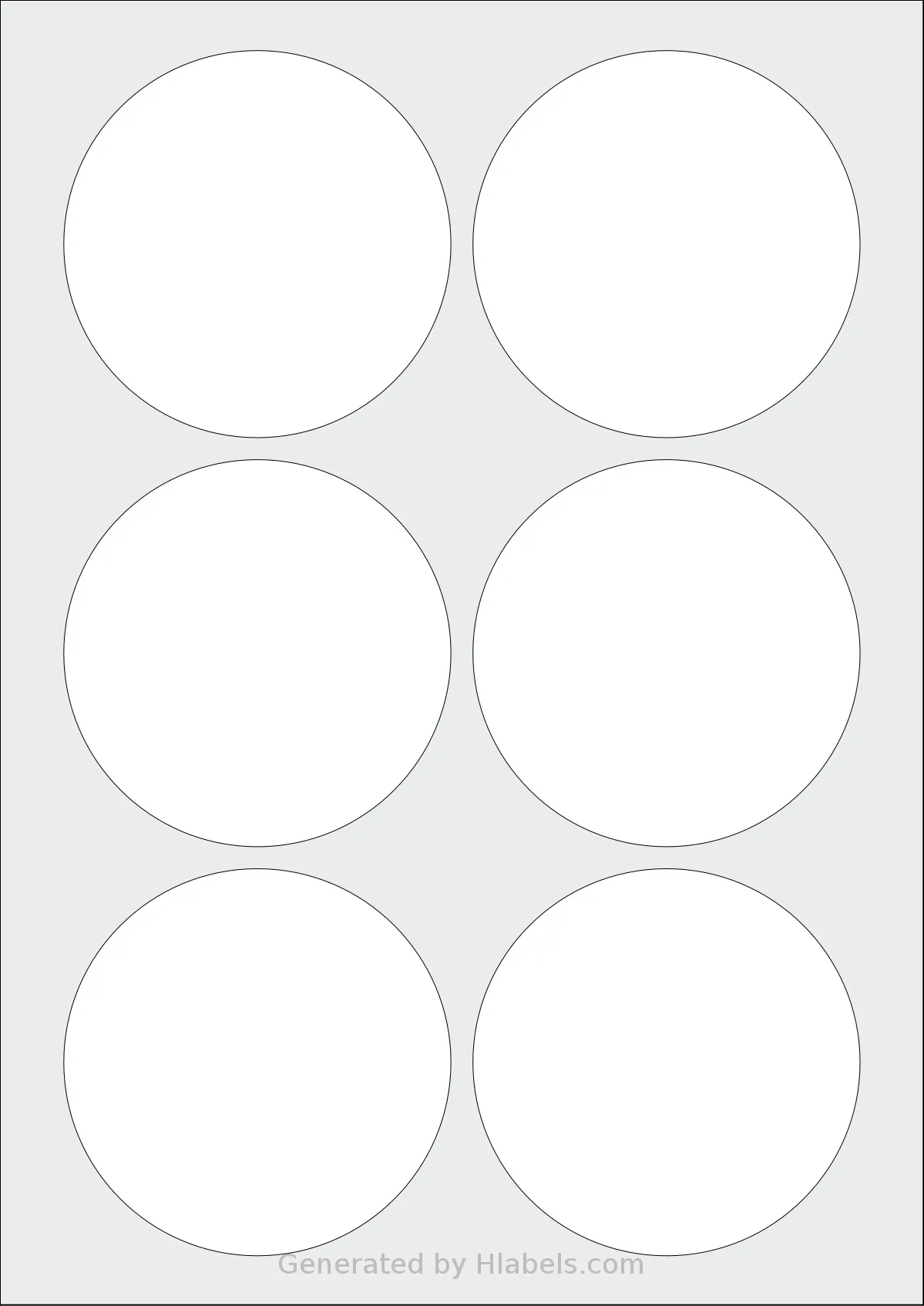 Avery® 88 template with 6 circle labels per sheet, each 88 millimeter in diameter, on A4-size adhesive blank label sheets.