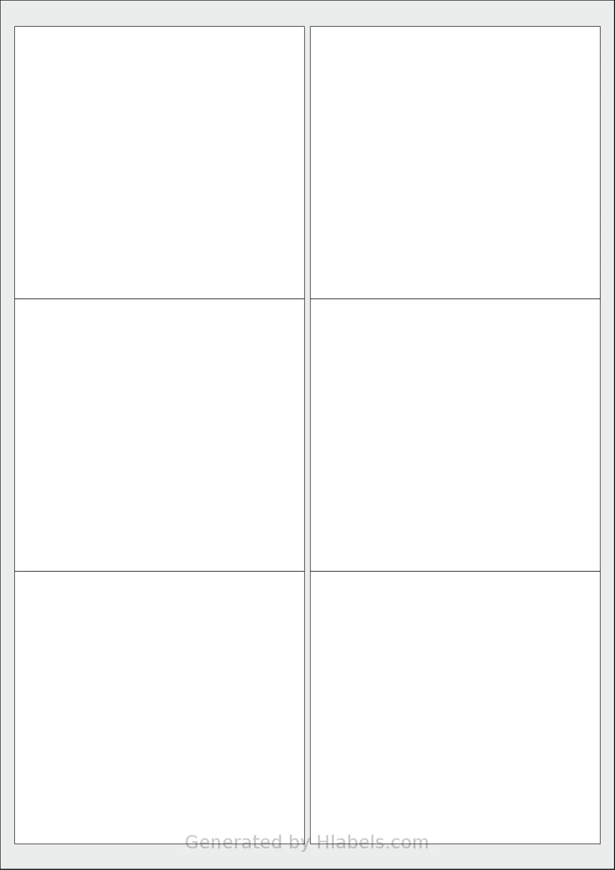 Avery® 9993 template with 6 rectangular 99 x 93 millimeter labels per sheet, on A4-size adhesive blank label sheets.