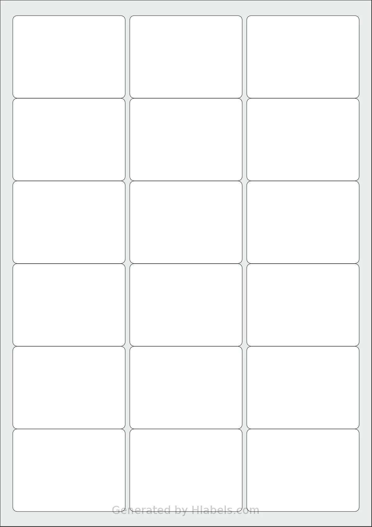 Avery® L7161 template with 18 rectangular 63.5 x 46.5 millimeter labels per sheet, on A4-size adhesive blank label sheets.