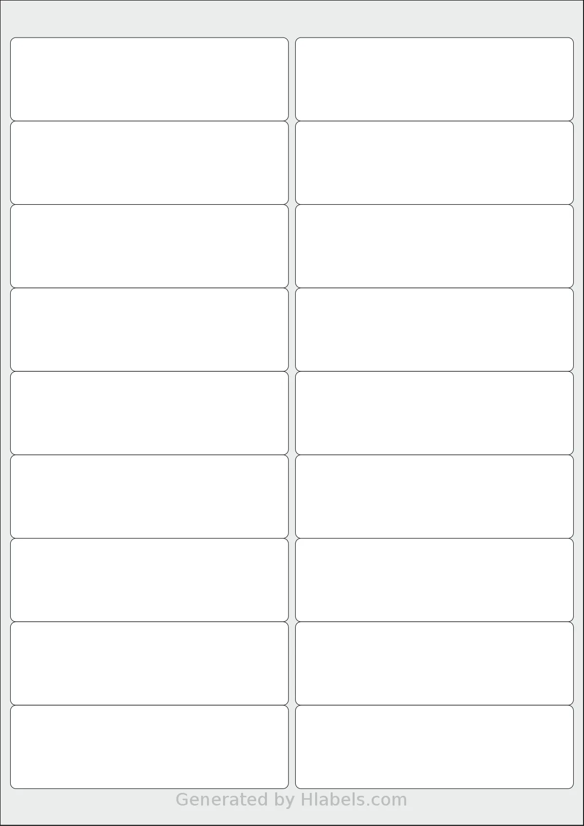 Avery® L7172 template with 18 rectangular 100 x 30 millimeter labels per sheet, on A4-size adhesive blank label sheets.