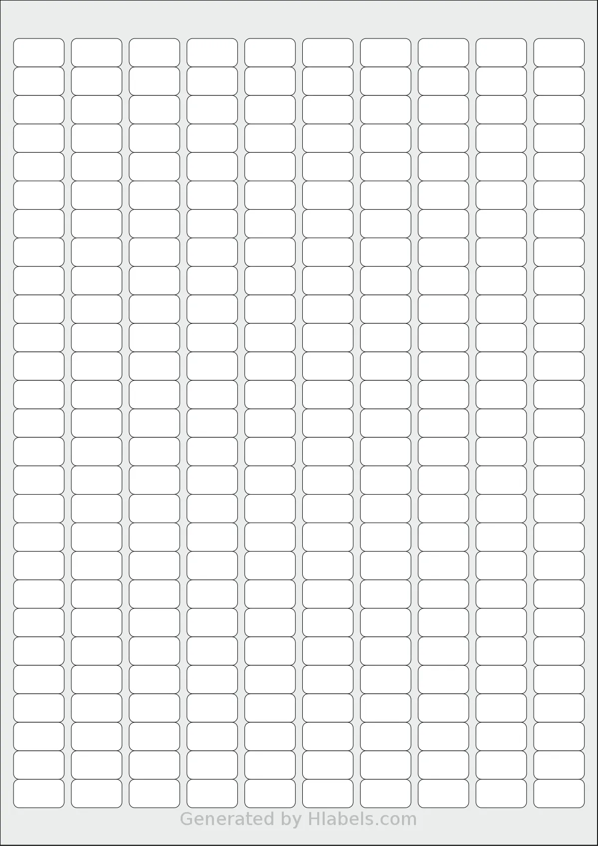 Avery® L7657 template with 270 rectangular 17.8 x 10 millimeter labels per sheet, on A4-size adhesive blank label sheets.