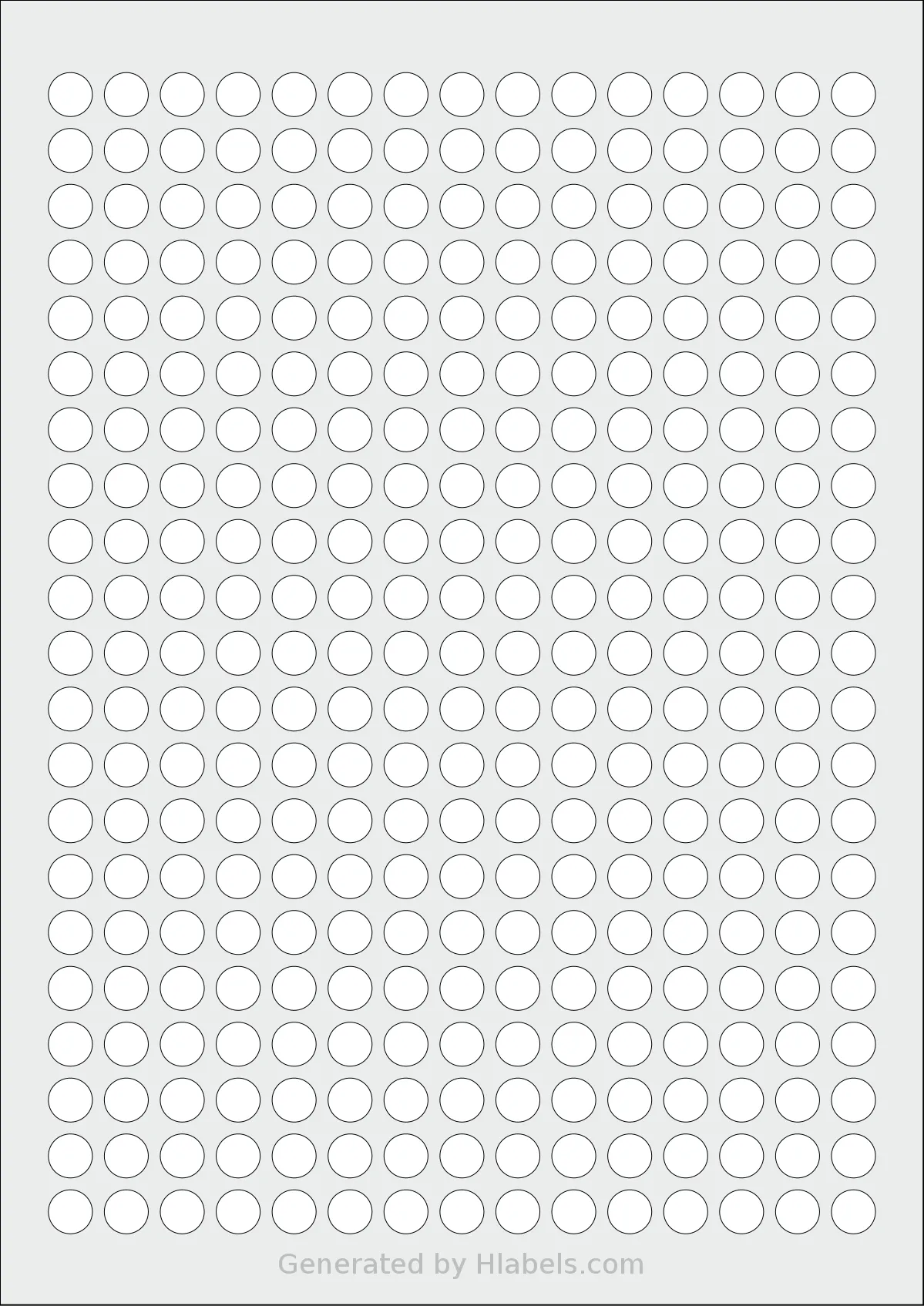 Avery® Zweckform 10 template with 315 circle labels per sheet, each 10 millimeter in diameter, on A4-size adhesive blank label sheets.