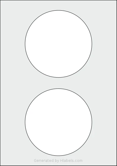 Avery® Zweckform 120 template with 2 circle labels per sheet, each 120 millimeter in diameter, on A4-size adhesive blank label sheets.