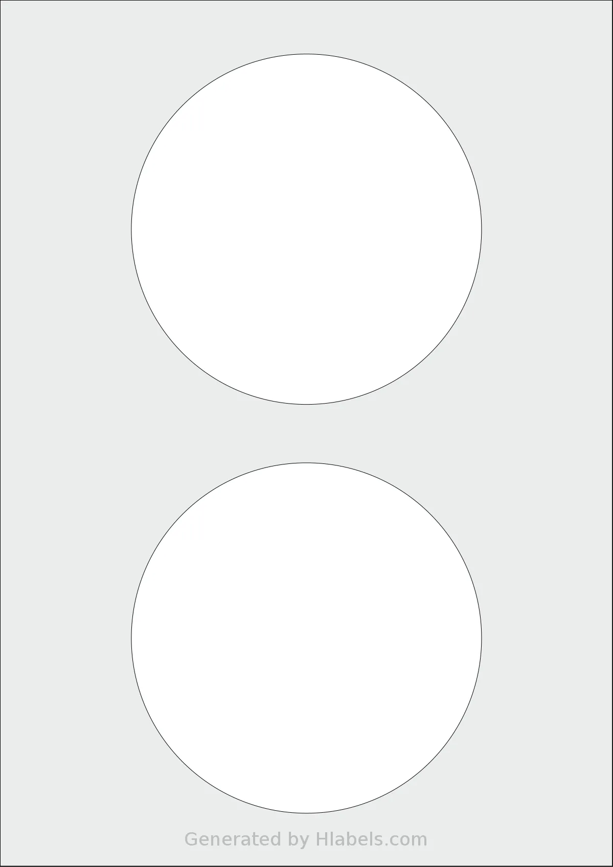 Avery® Zweckform 120 template with 2 circle labels per sheet, each 120 millimeter in diameter, on A4-size adhesive blank label sheets.