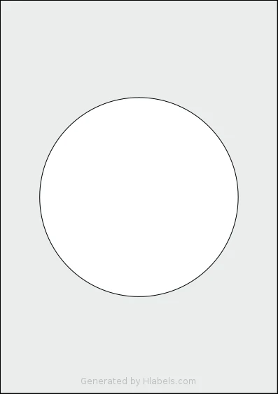 Avery® Zweckform 150 template with 1 circle labels per sheet, each 150 millimeter in diameter, on A4-size adhesive blank label sheets.