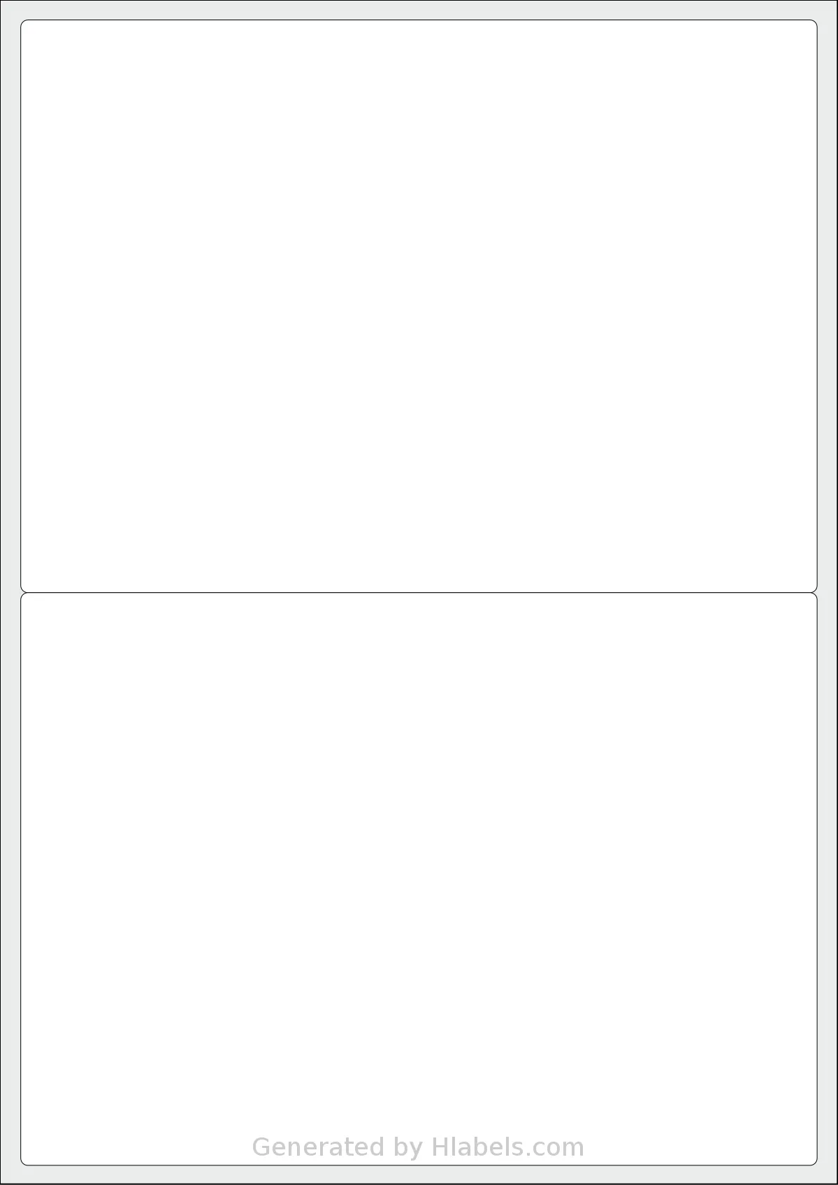 Avery® Zweckform 200x144 template with 2 rectangular 199.6 x 143.5 millimeter labels per sheet, on A4-size adhesive blank label sheets.
