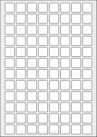 Avery® Zweckform 20x20-S template with 96 square 20 x 20 millimeter labels per sheet, on A4-size adhesive blank label sheets.