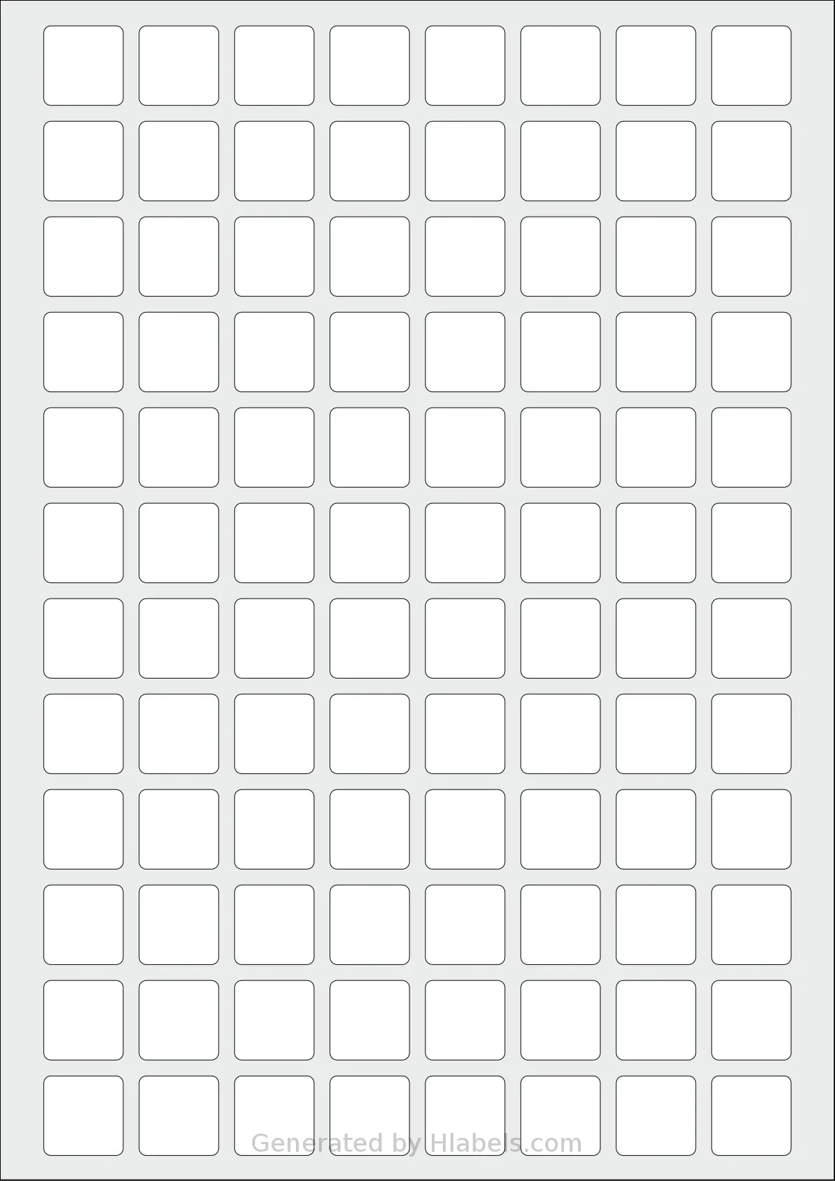 Avery® Zweckform 20x20-S template with 96 square 20 x 20 millimeter labels per sheet, on A4-size adhesive blank label sheets.