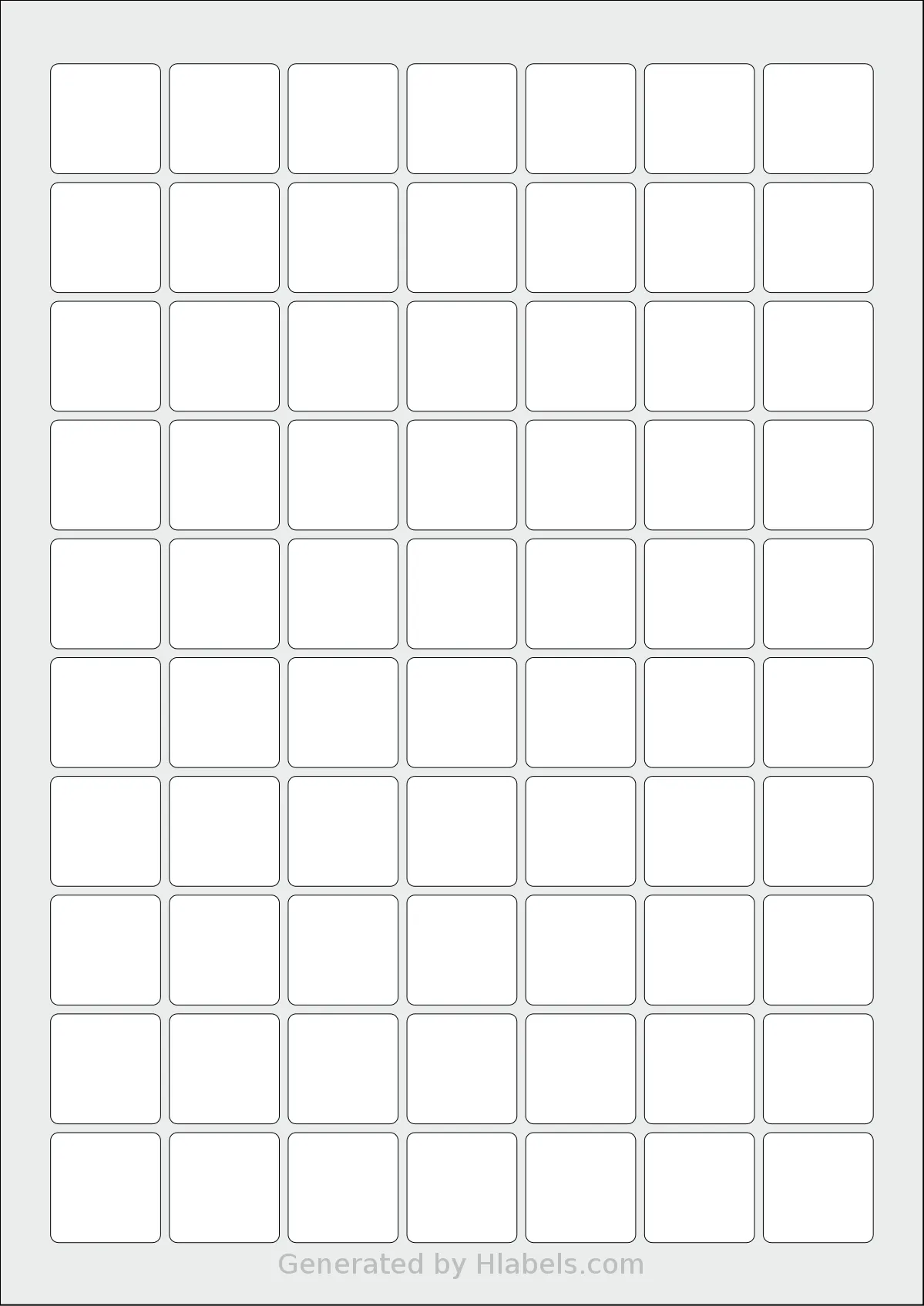 Avery® Zweckform 25x25-S template with 70 square 25 x 25 millimeter labels per sheet, on A4-size adhesive blank label sheets.