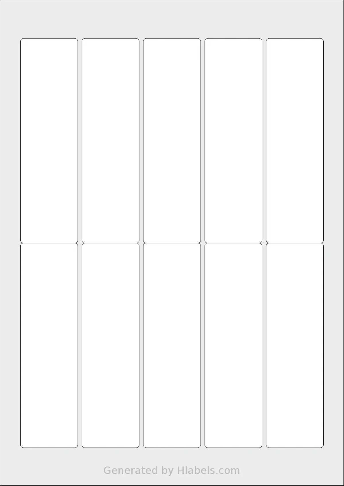 Avery® Zweckform 35x125 template with 10 rectangular 35 x 125 millimeter labels per sheet, on A4-size adhesive blank label sheets.