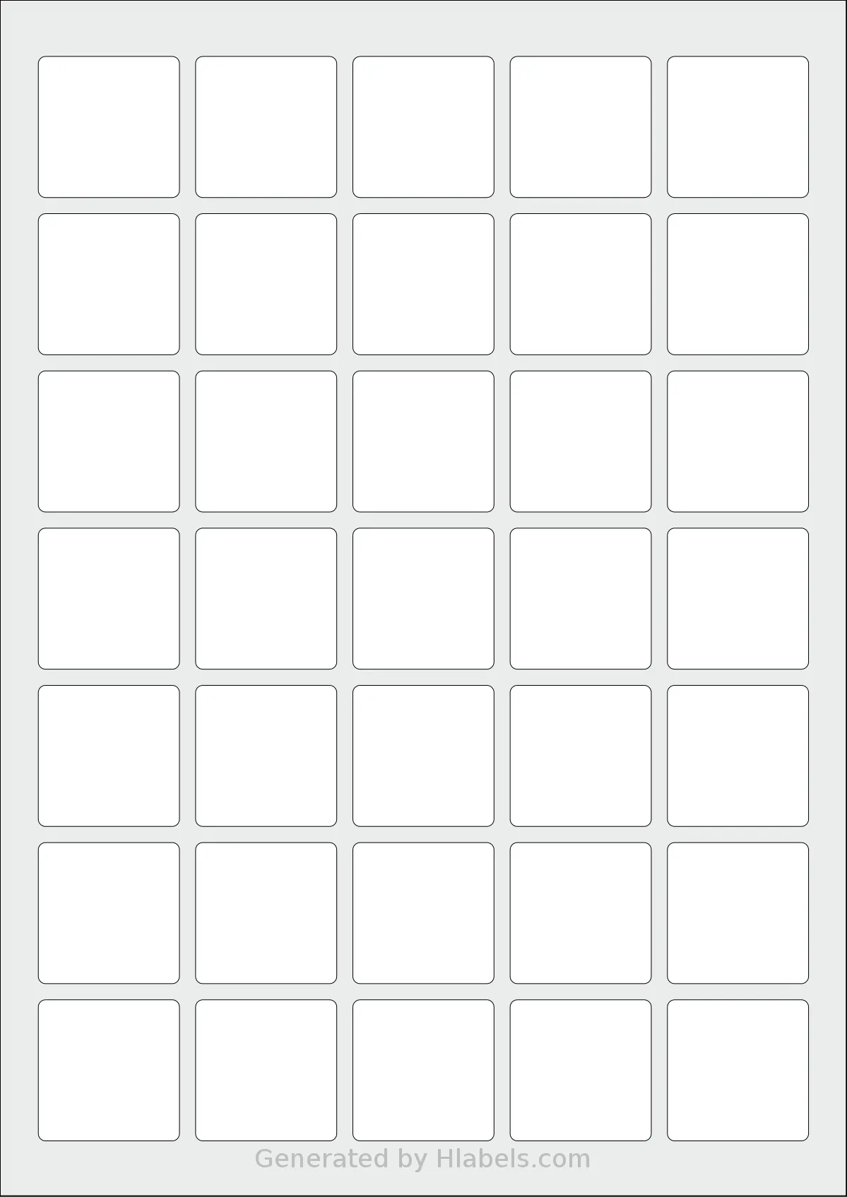 Avery® Zweckform 35x35-S template with 35 square 35 x 35 millimeter labels per sheet, on A4-size adhesive blank label sheets.