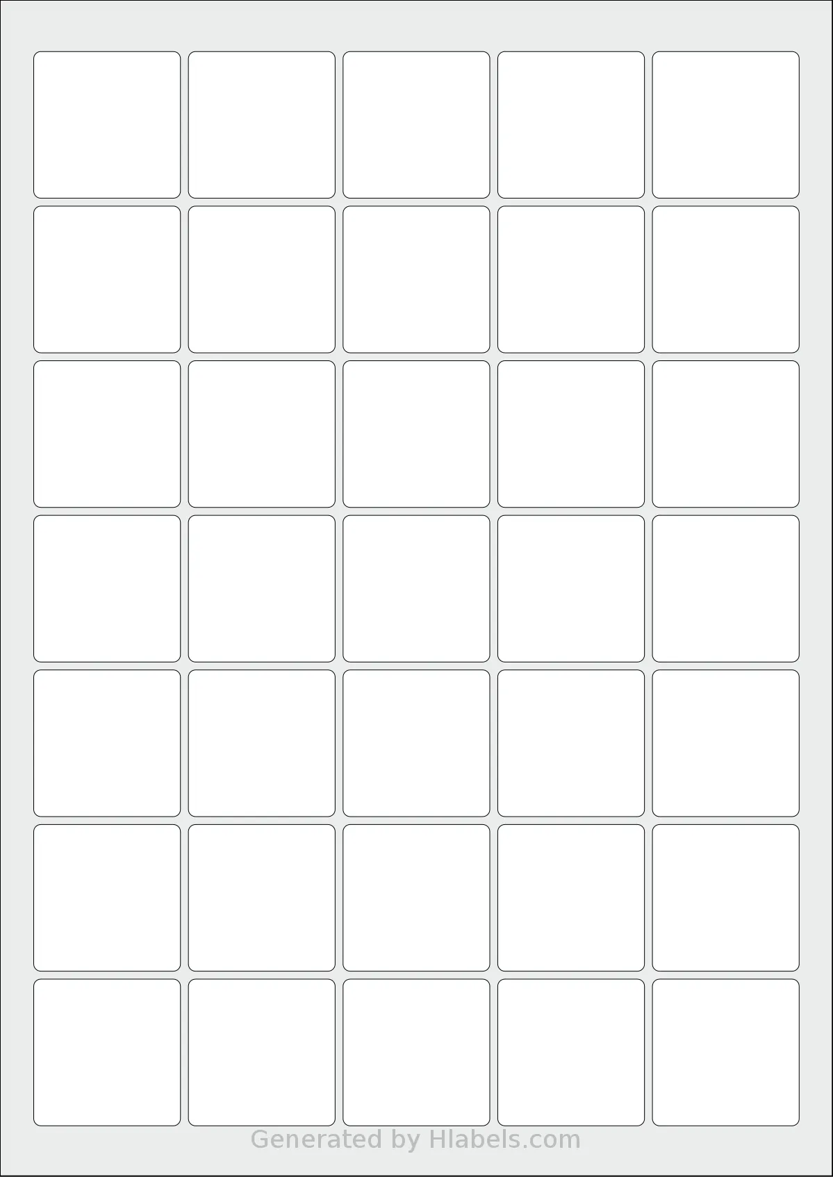 Avery® Zweckform 37x37-S template with 35 square 37 x 37 millimeter labels per sheet, on A4-size adhesive blank label sheets.