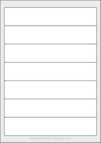 Avery® Zweckform 38x192 Template Avery® Zweckform 38x192 template with 7 rectangular 192 x 38 millimeter labels per sheet, on A4-size adhesive blank label sheets.