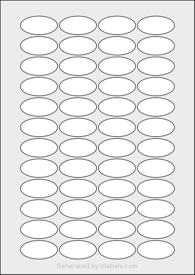 Avery® Zweckform 40x20-O template with 48 oval 40 x 20 millimeter labels per sheet, on A4-size adhesive blank label sheets.