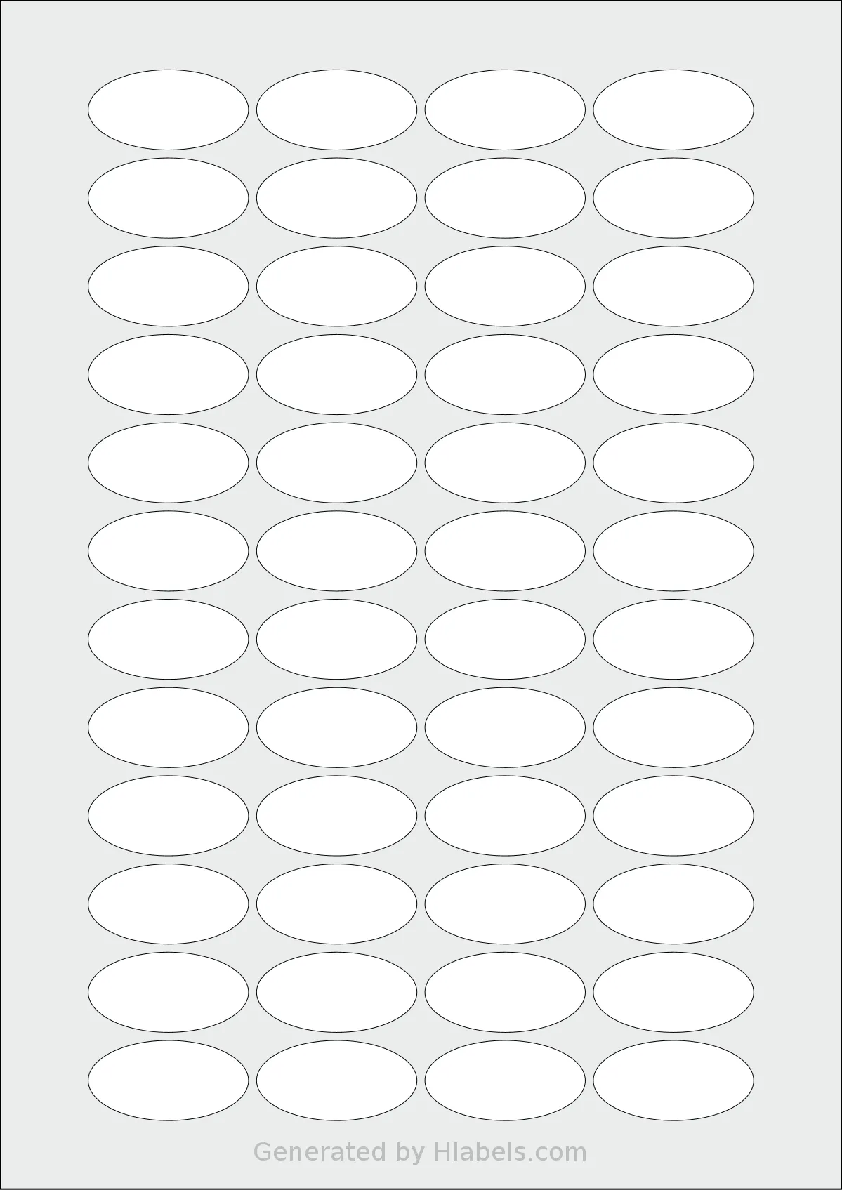 Avery® Zweckform 40x20-O template with 48 oval 40 x 20 millimeter labels per sheet, on A4-size adhesive blank label sheets.