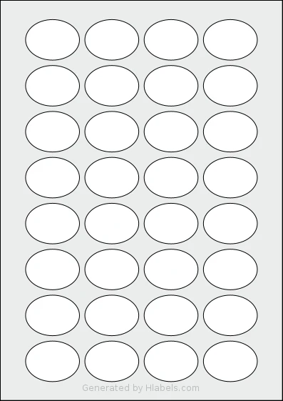 Avery® Zweckform 40x30-O template with 32 oval 40 x 30 millimeter labels per sheet, on A4-size adhesive blank label sheets.