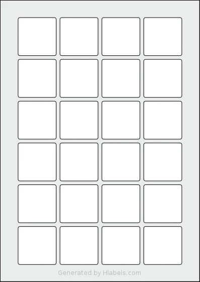 Avery® Zweckform 40x40-S template with 24 square 40 x 40 millimeter labels per sheet, on A4-size adhesive blank label sheets.