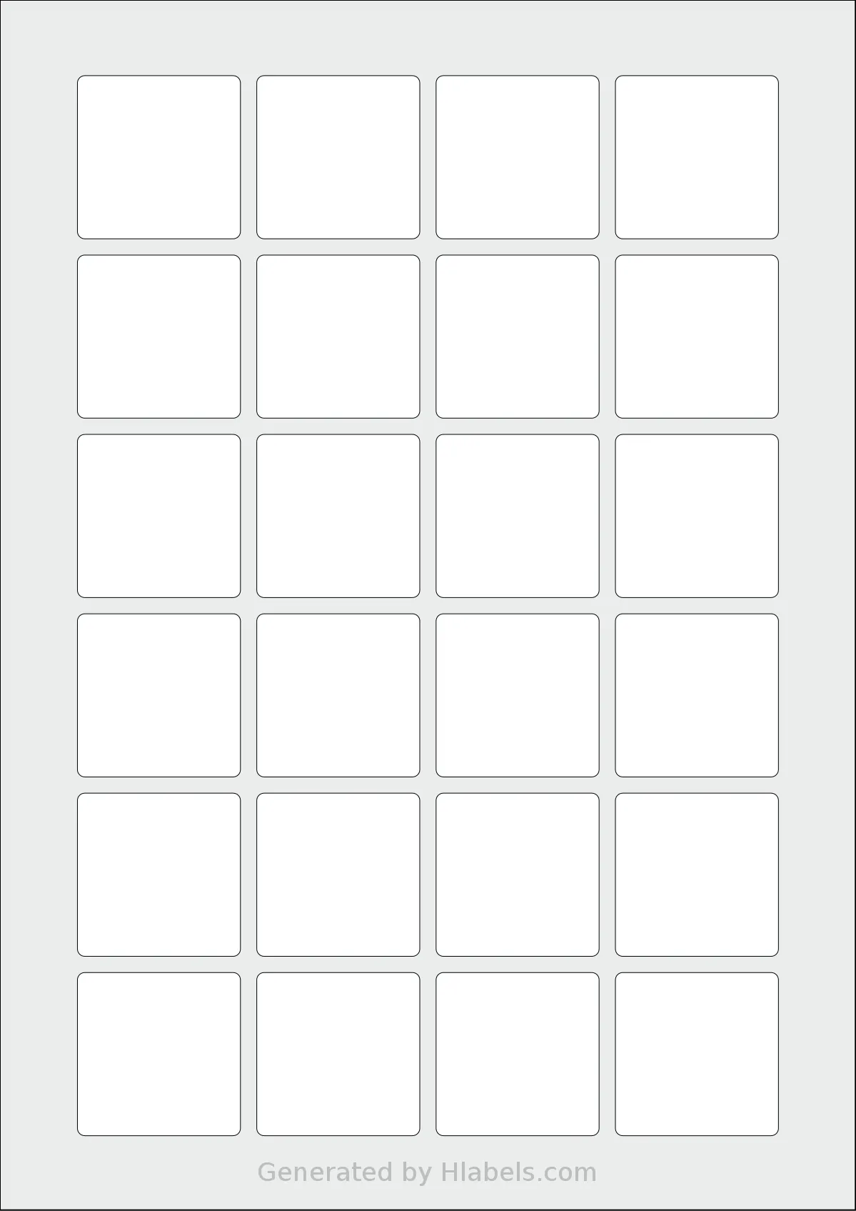 Avery® Zweckform 40x40-S template with 24 square 40 x 40 millimeter labels per sheet, on A4-size adhesive blank label sheets.