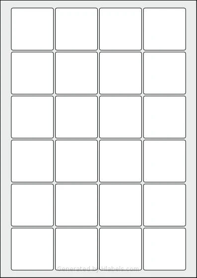 Avery® Zweckform 45x45-S template with 24 square 45 x 45 millimeter labels per sheet, on A4-size adhesive blank label sheets.
