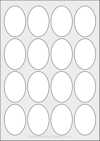Avery® Zweckform 45x65-O template with 16 oval 45 x 65 millimeter labels per sheet, on A4-size adhesive blank label sheets.