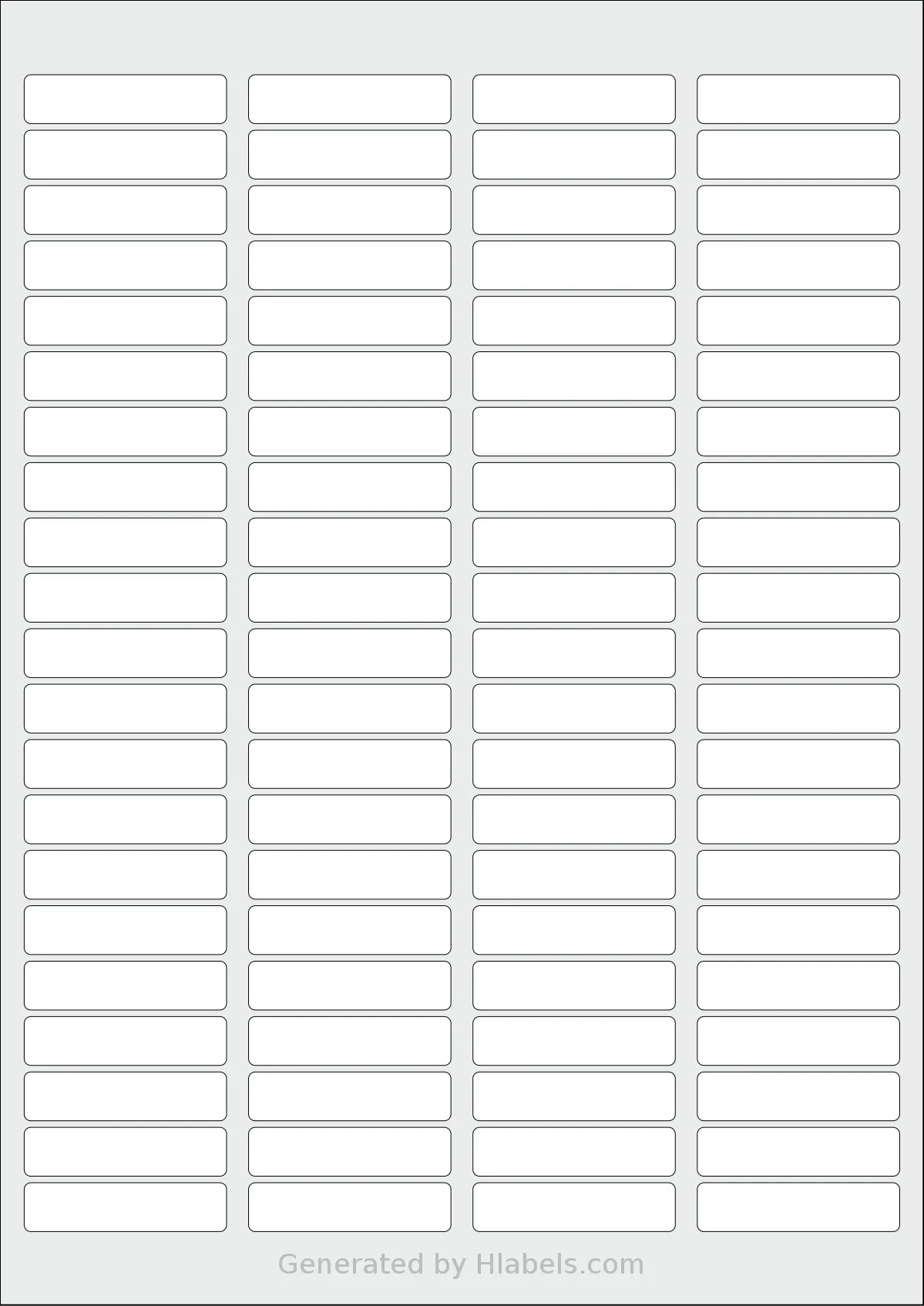 Avery® Zweckform 46x11 template with 84 rectangular 46 x 11.1 millimeter labels per sheet, on A4-size adhesive blank label sheets.
