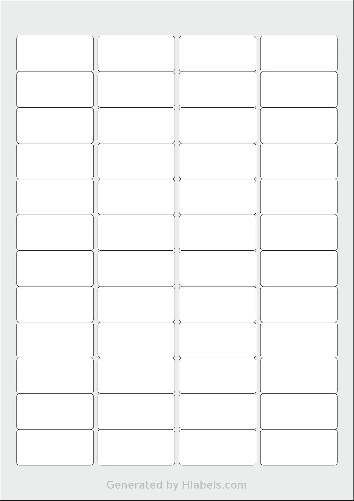 Avery® Zweckform 46x21 template with 48 rectangular 45.7 x 21.2 millimeter labels per sheet, on A4-size adhesive blank label sheets.