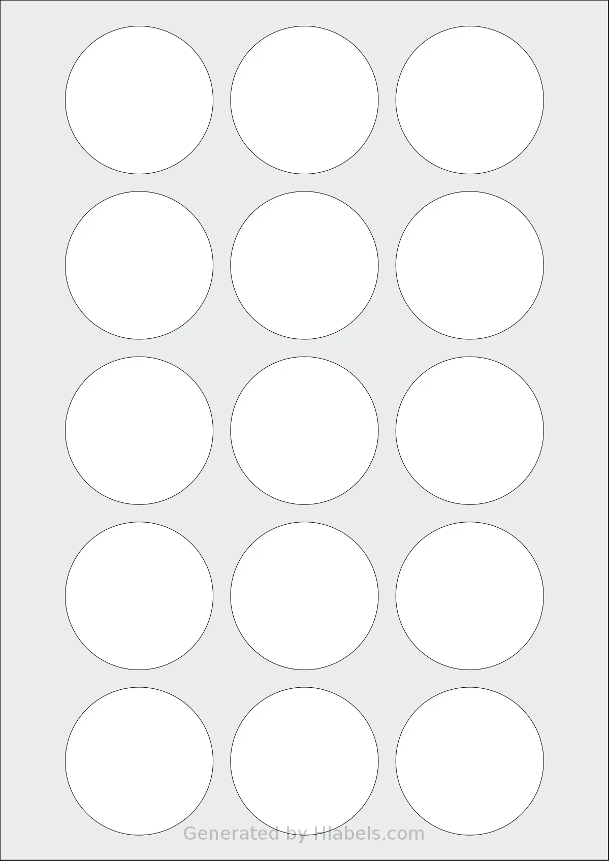 Avery® Zweckform 51 template with 15 circle labels per sheet, each 51 millimeter in diameter, on A4-size adhesive blank label sheets.