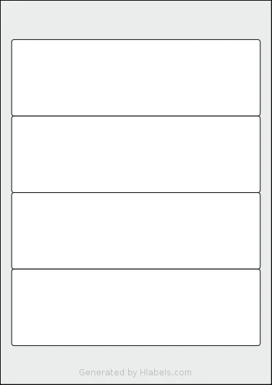 Avery® Zweckform 59x192 template with 4 rectangular 192 x 59 millimeter labels per sheet, on A4-size adhesive blank label sheets.