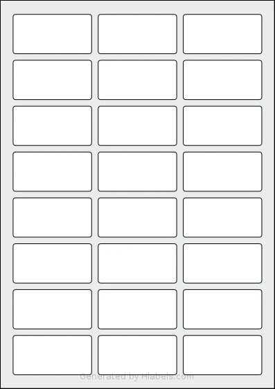 Avery® Zweckform 60x30 Template Avery® Zweckform 60x30 template with 24 rectangular 60 x 30 millimeter labels per sheet, on A4-size adhesive blank label sheets.
