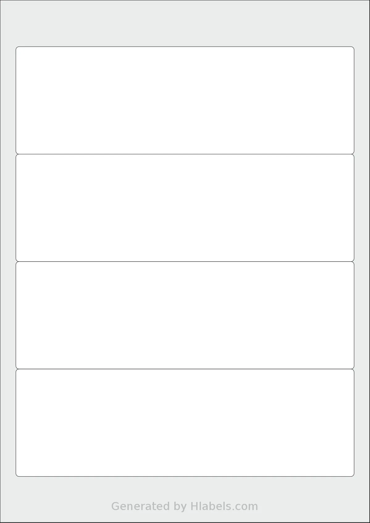 Avery® Zweckform 61x192 template with 4 rectangular 192 x 61 millimeter labels per sheet, on A4-size adhesive blank label sheets.