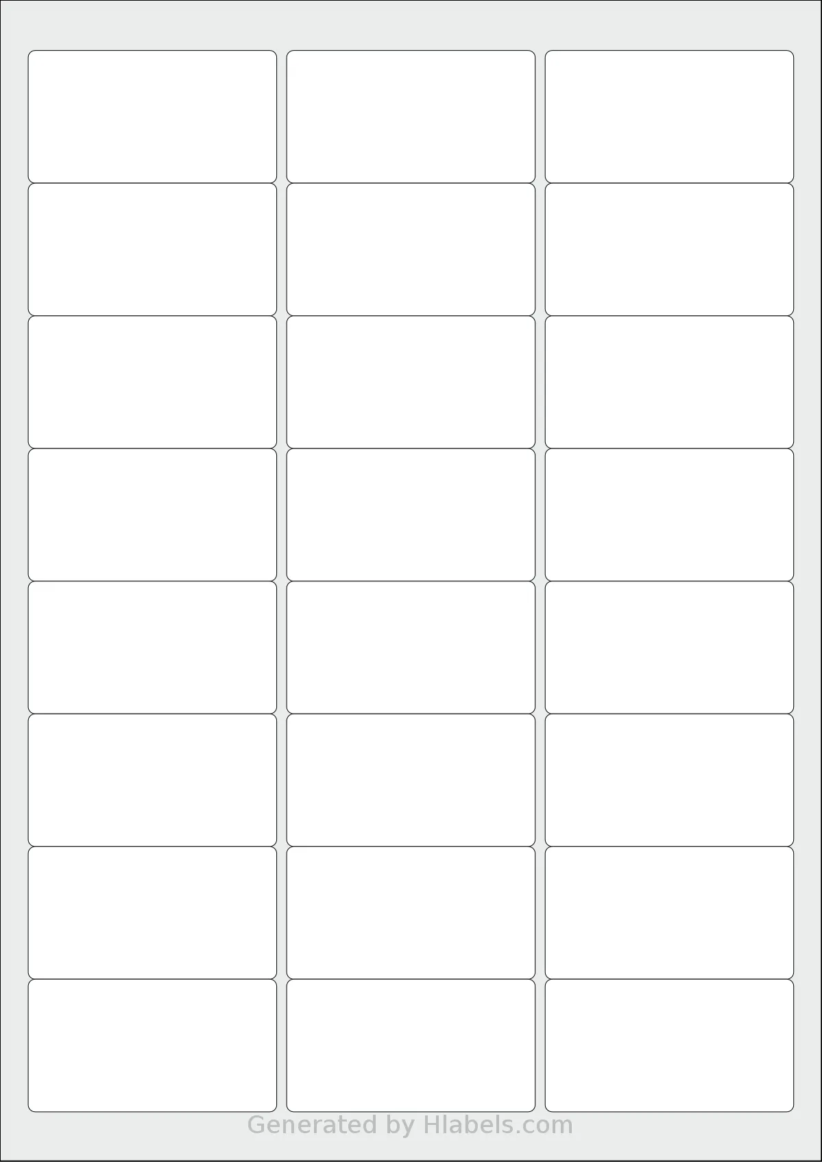 Avery® Zweckform 64x34 template with 24 rectangular 63.5 x 33.9 millimeter labels per sheet, on A4-size adhesive blank label sheets.
