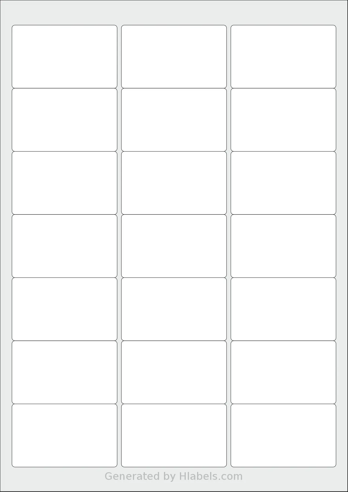 Avery® Zweckform 64x38 template with 21 rectangular 63.5 x 38.1 millimeter labels per sheet, on A4-size adhesive blank label sheets.