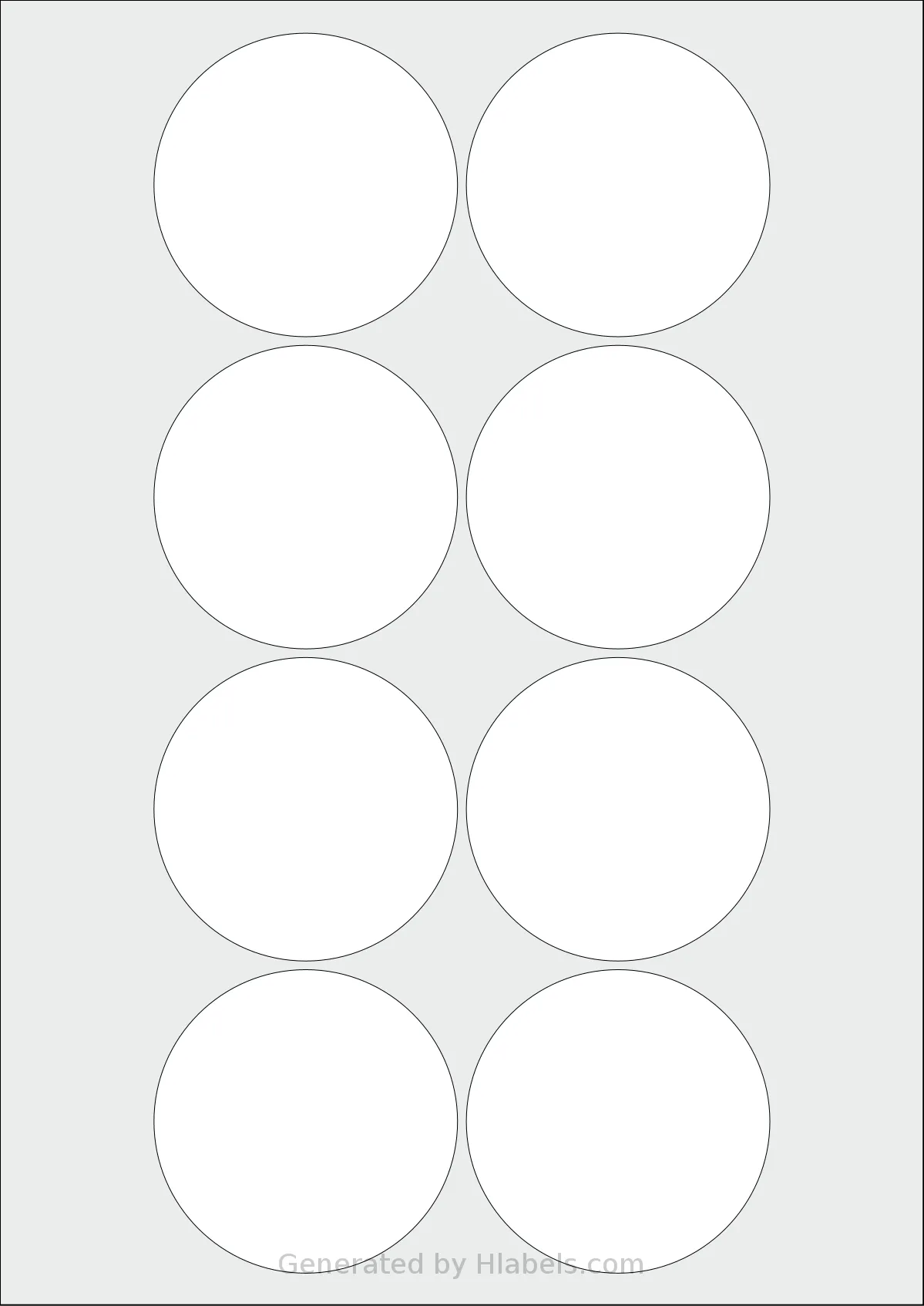 Avery® Zweckform 69 template with 8 circle labels per sheet, each 69 millimeter in diameter, on A4-size adhesive blank label sheets.