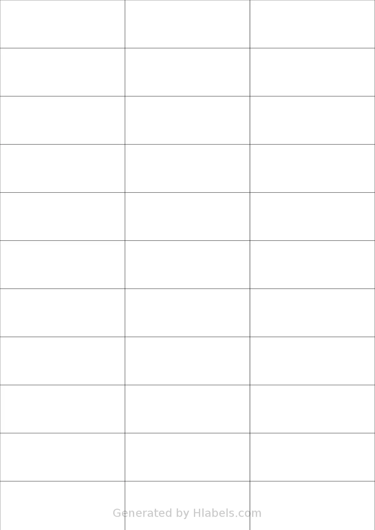Avery® Zweckform 70x25 template with 33 rectangular 70 x 27.4 millimeter labels per sheet, on A4-size adhesive blank label sheets.