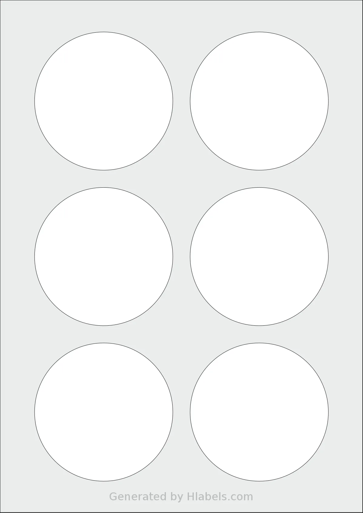 Avery® Zweckform 80 template with 6 circle labels per sheet, each 80 millimeter in diameter, on A4-size adhesive blank label sheets.